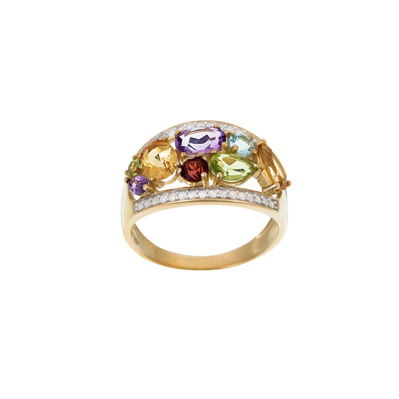 Bague 'Rosalie' Or jaune et Multipierres - vue 4