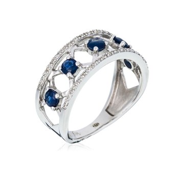 Bague 'Lady Blue Saphir' Or blanc et Diamants