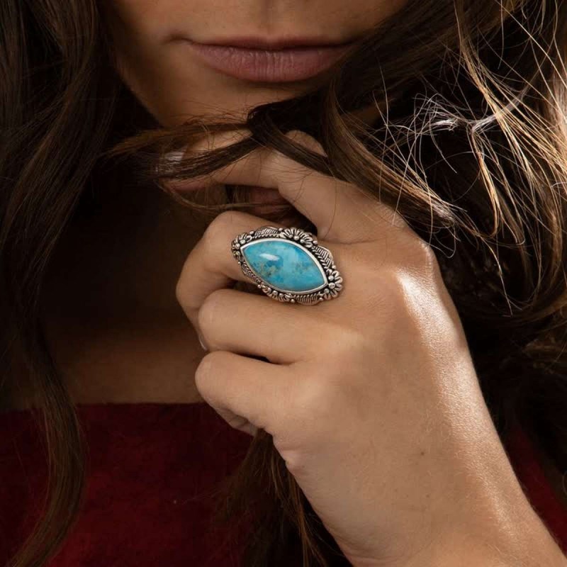 Bague 'Limón' Turquoise 8,79ct et Argent Massif 925/1000 - vue 2