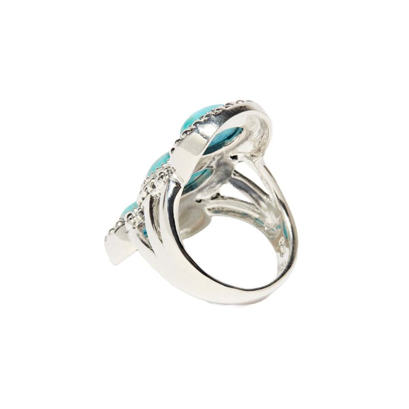 Bague 'Laurel' Turquoise 5,53ct/3 et Argent Massif 925/1000 - vue 3