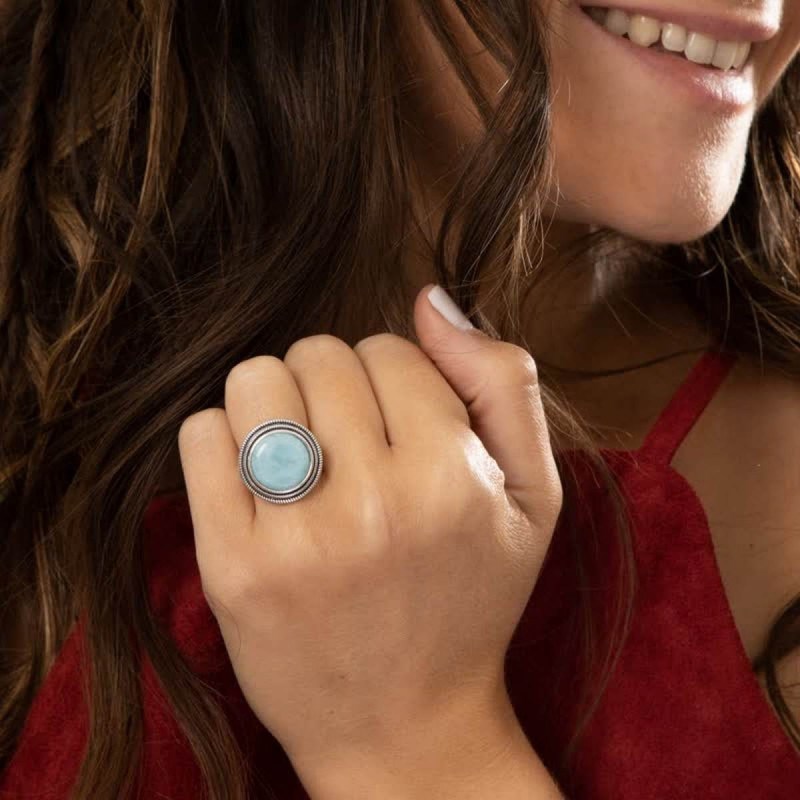 Bague 'Guayacán' Larimar et 4,66ct et Argent Massif 925/1000 - vue 2