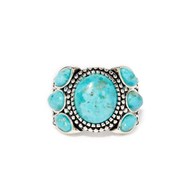 Bague 'Magnolia' Turquoise 6,80ct/7 et Argent Massif 925/1000