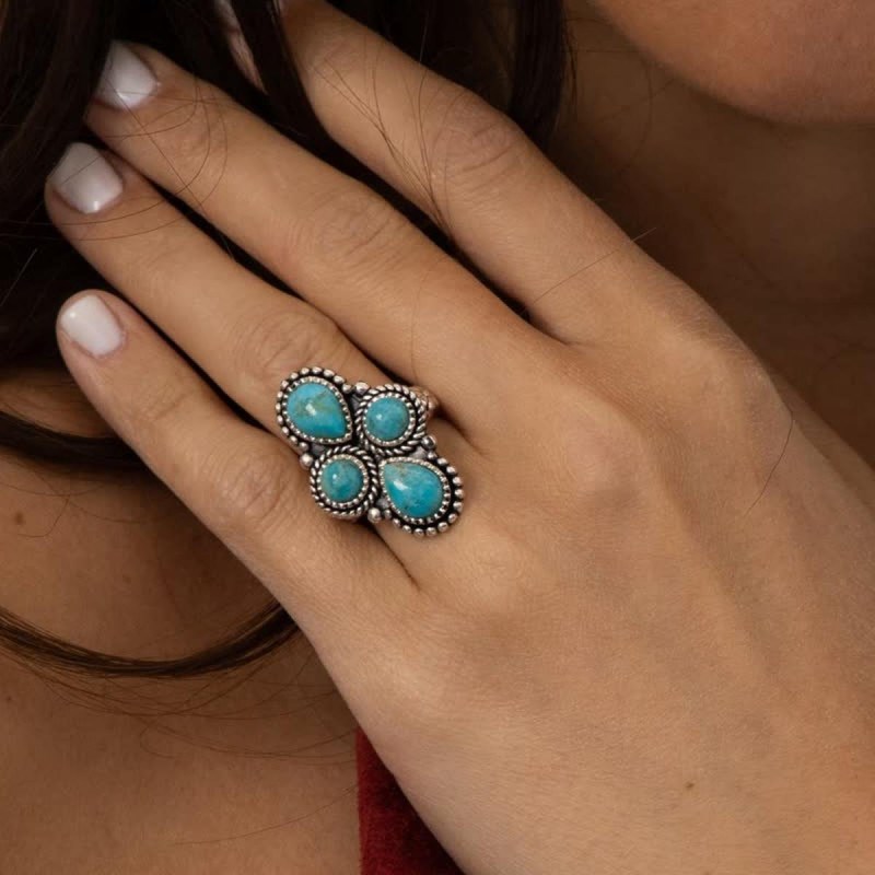 Bague 'Lobelia' Turquoise 3,86ct/4 et Argent Massif 925/1000 - vue 2