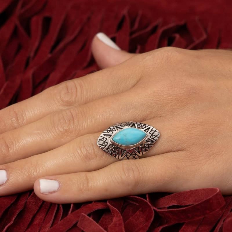 Bague 'Algarrobo' Turquoise 1,80ct et Argent Massif 925/1000 - vue 2