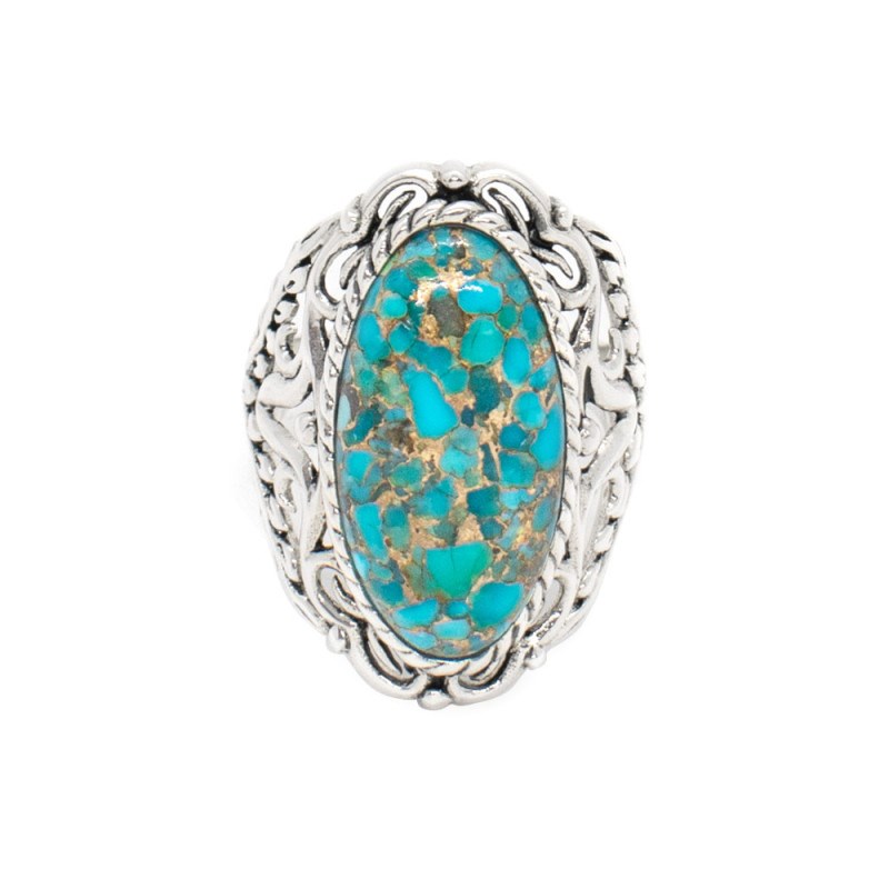 Bague 'Maíz' Turquoise 10,20ct et Argent Massif