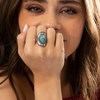 Bague 'Arrayán' Turquoise compressée et Argent Massif 925/1000 - vue V2