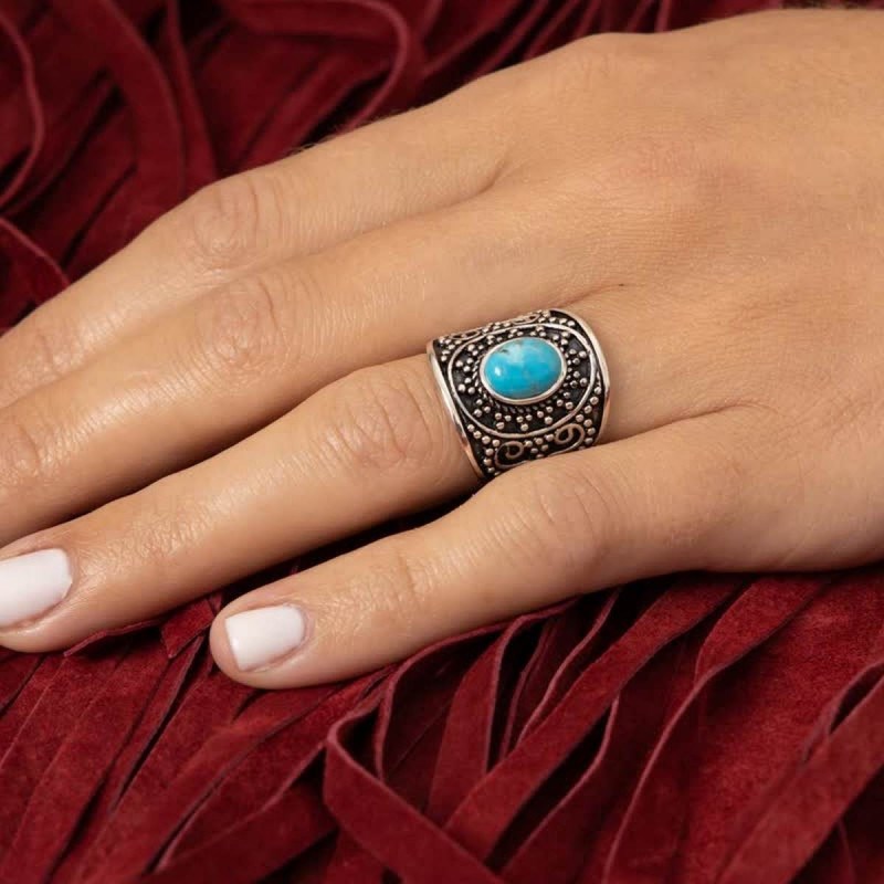 Bague 'HueledeNoche' Turquoise 0,72ct et Argent Massif 925/1000 - vue 2