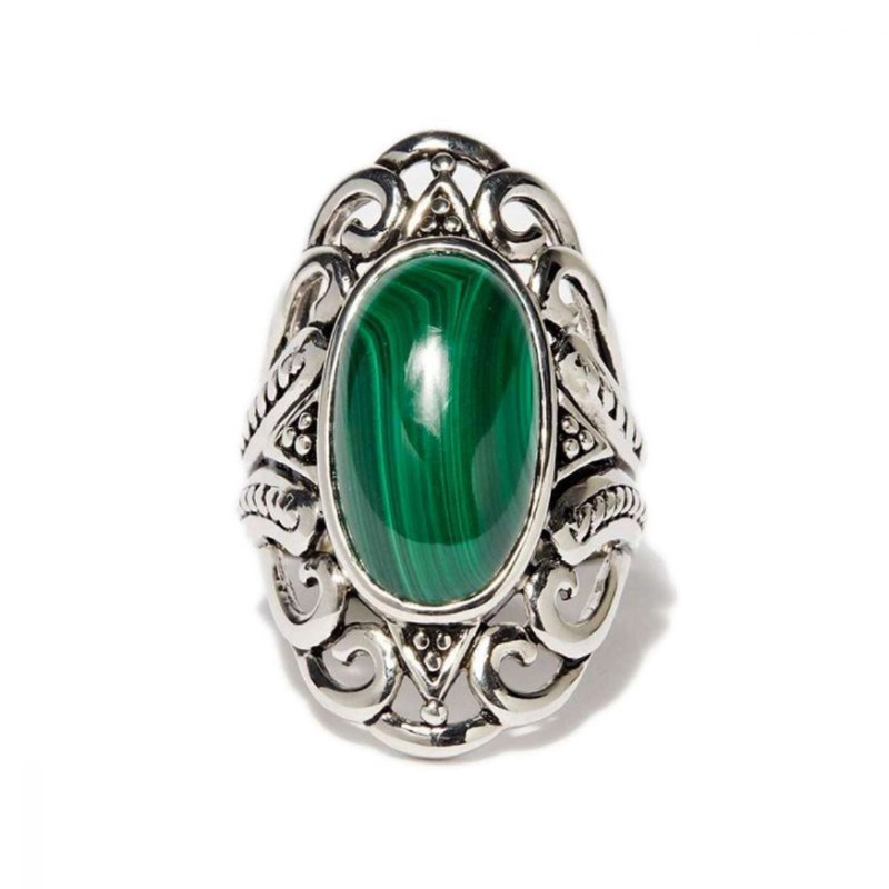 Bague 'Tuna' Malachite 6,30ct et Argent Massif 925/1000