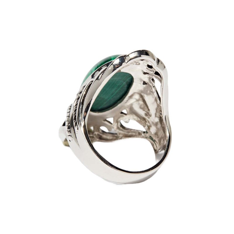 Bague 'Tuna' Malachite 6,30ct et Argent Massif 925/1000 - vue 3