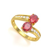 Bague ADEN Or 585 jaune Rubis et diamants 2.546grs