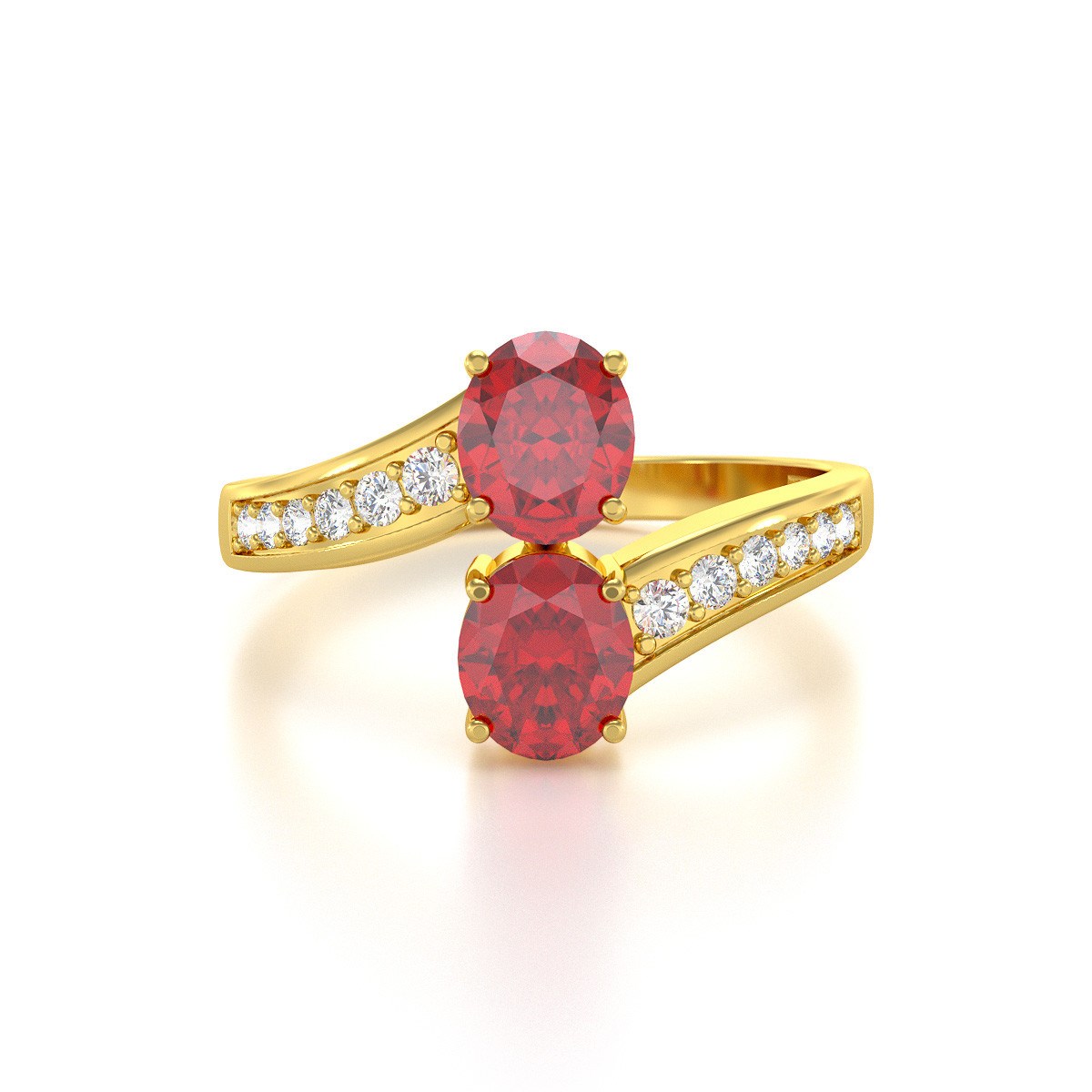 Bague ADEN Or 585 jaune Rubis et diamants 2.546grs - vue 3