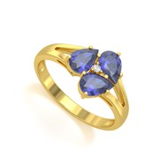 Bague ADEN Or 585 Jaune Tanzanite et diamants 2.5grs