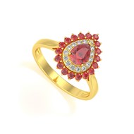 Bague ADEN Or 585 Jaune Rubis et diamants 3.15grs