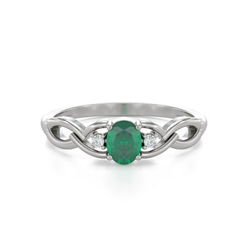 Bague ADEN Or 585 Blanc Emeraude et diamants 2.2grs