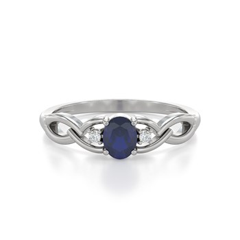 Bague ADEN Or 585 Blanc Saphir et diamants 2.2grs