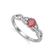 Bague ADEN Or 585 Blanc Rubis et diamants 2.2grs