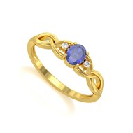 Bague ADEN Or 585 Jaune Tanzanite et diamants 2.2grs
