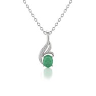 Collier Pendentif ADEN Emeraude et Diamant Chaine Argent 925 incluse 0.75grs