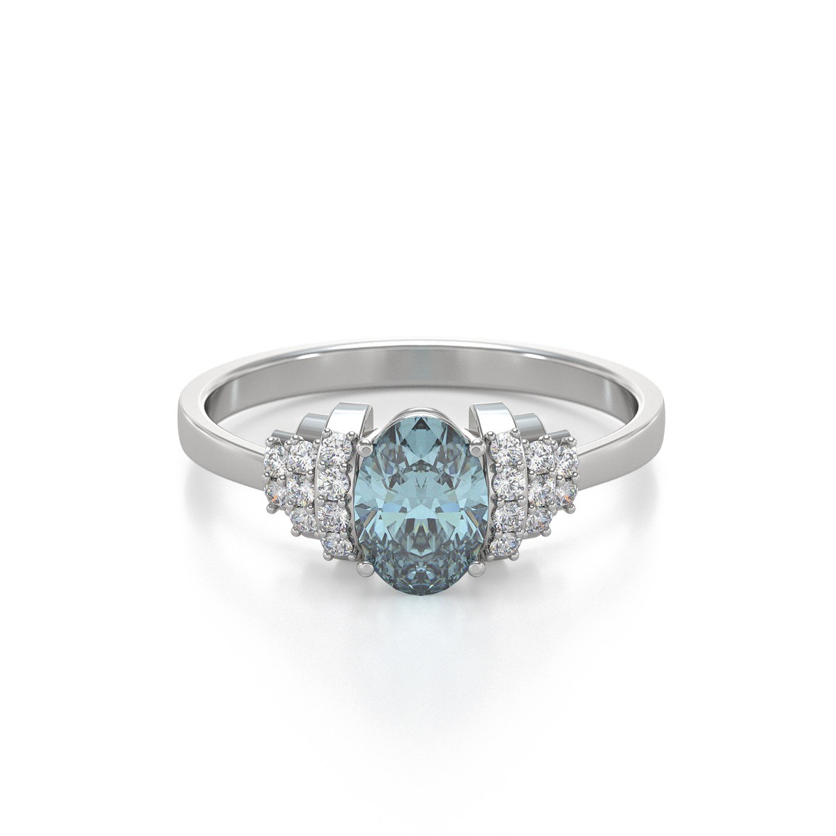 Bague aigue-marine et diamants en argent 925 : un bijou luxueux et raffiné | Aden Boutique - vue 3