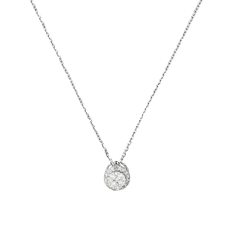 Pendentif Or Blanc et Diamants 0,12 carat 'MON BRILLANT' + chaîne argent offerte - vue 2