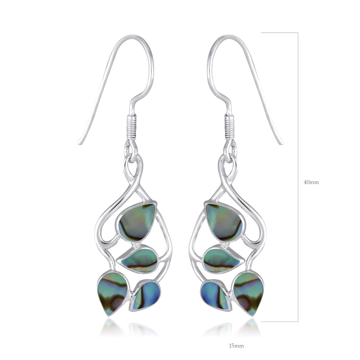 Boucles d'Oreille Feuillage en Nacre Abalone | Argent 925 - Aden Boutique - vue 2