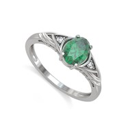 Bague ADEN Or 585 Blanc Emeraude et diamants 2grs
