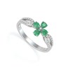 Bague ADEN Or 585 Blanc Fleur Emeraude et diamants 1.95grs - vue V1