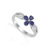 Bague ADEN Or 585 Blanc Fleur Saphir et diamants 1.95grs - vue V1