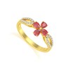 Bague ADEN Or 585 Jaune Fleur Rubis et diamants 1.95grs - vue V1