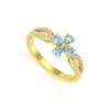 Bague ADEN Or 585 Jaune Fleur Aigue-Marine et diamants 1.95grs - vue V1