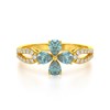 Bague ADEN Or 585 Jaune Fleur Aigue-Marine et diamants 1.95grs - vue V3