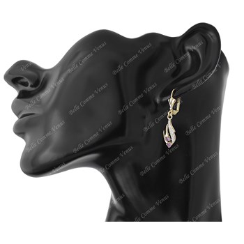 Gold-plated Amethyst 750 3 microns 2-tone sleeper earrings