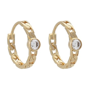 Boucles d'oreilles créole maillons de chaîne oxyde de zirconium clos Plaqué or 750 3 microns