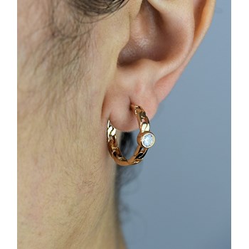 Boucles d'oreilles créole maillons de chaîne oxyde de zirconium clos Plaqué or 750 3 microns