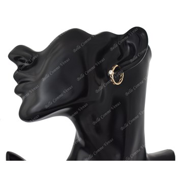 Boucles d'oreilles créole maillons de chaîne oxyde de zirconium clos Plaqué or 750 3 microns