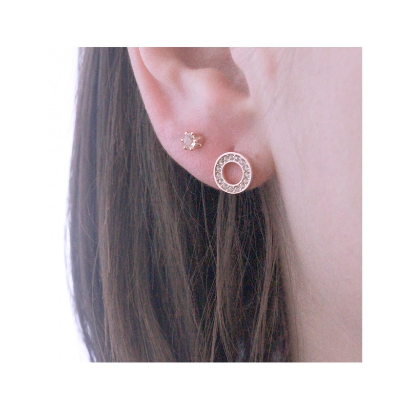 Boucles d'oreilles Ophir - Or Rosé et Cristal - vue 2