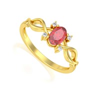 Bague ADEN Or 585 Jaune Rubis et diamants 1.85grs