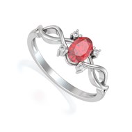 Bague ADEN Or 585 Blanc Rubis et diamants 1.85grs