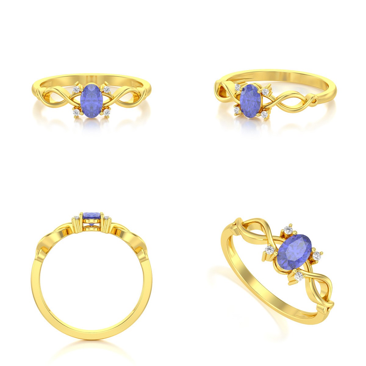 Bague ADEN Or 585 Jaune Tanzanite et diamants 1.85grs - vue 2