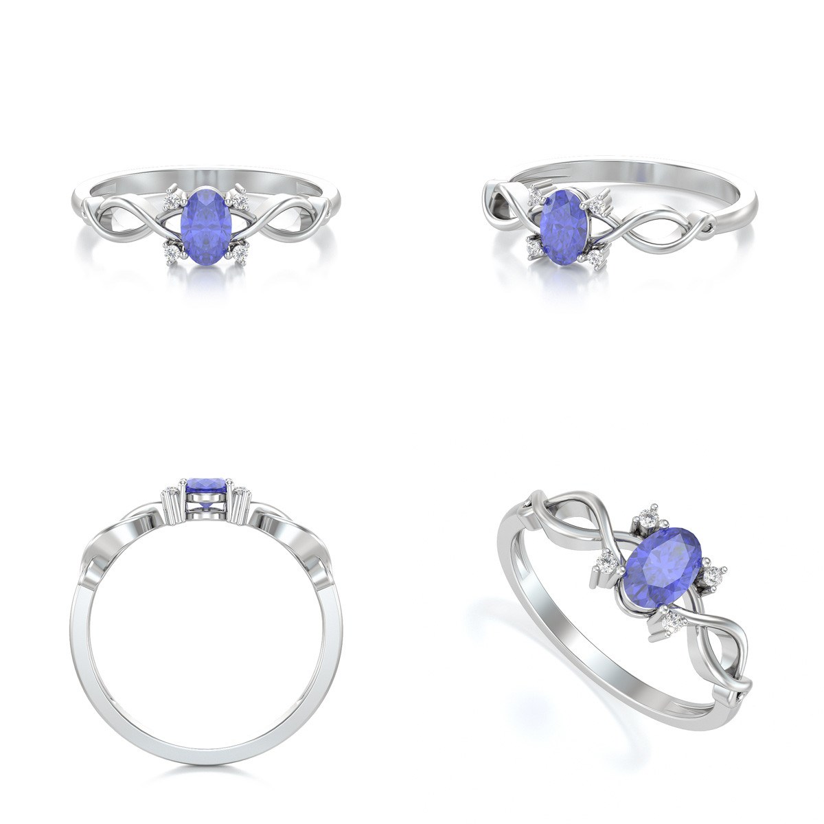 Bague ADEN Or 585 Blanc Tanzanite et diamants 1.85grs - vue 2