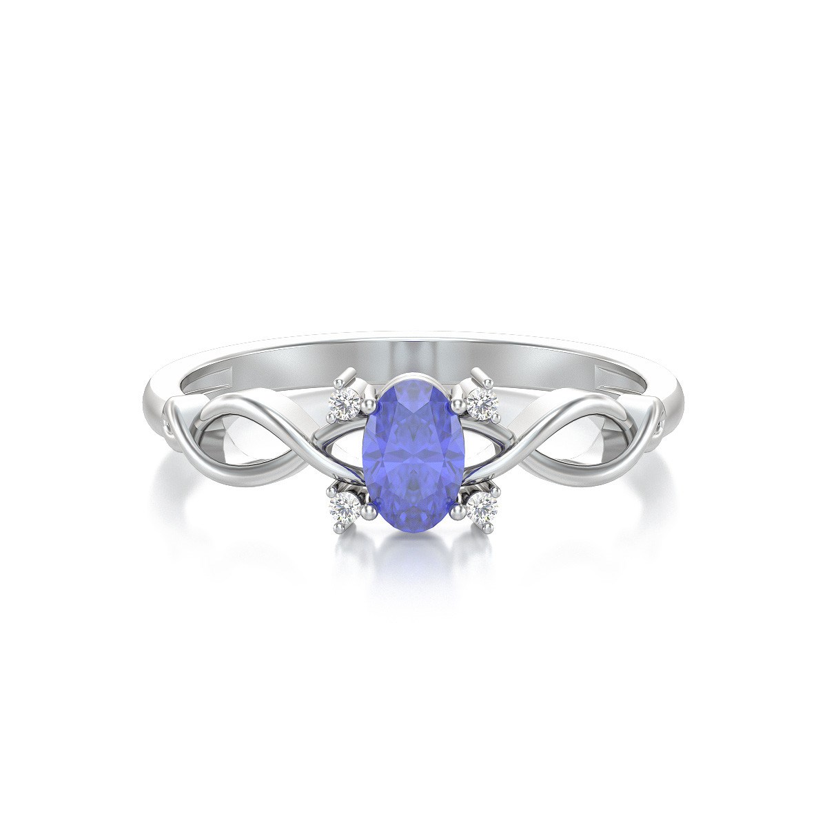 Bague ADEN Or 585 Blanc Tanzanite et diamants 1.85grs - vue 3