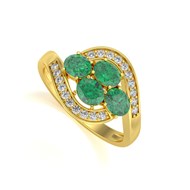 Bague ADEN Or 585 Jaune Emeraude et diamants 2.91grs