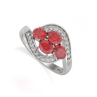 Bague ADEN Or 585 Blanc Rubis et diamants 2.91grs