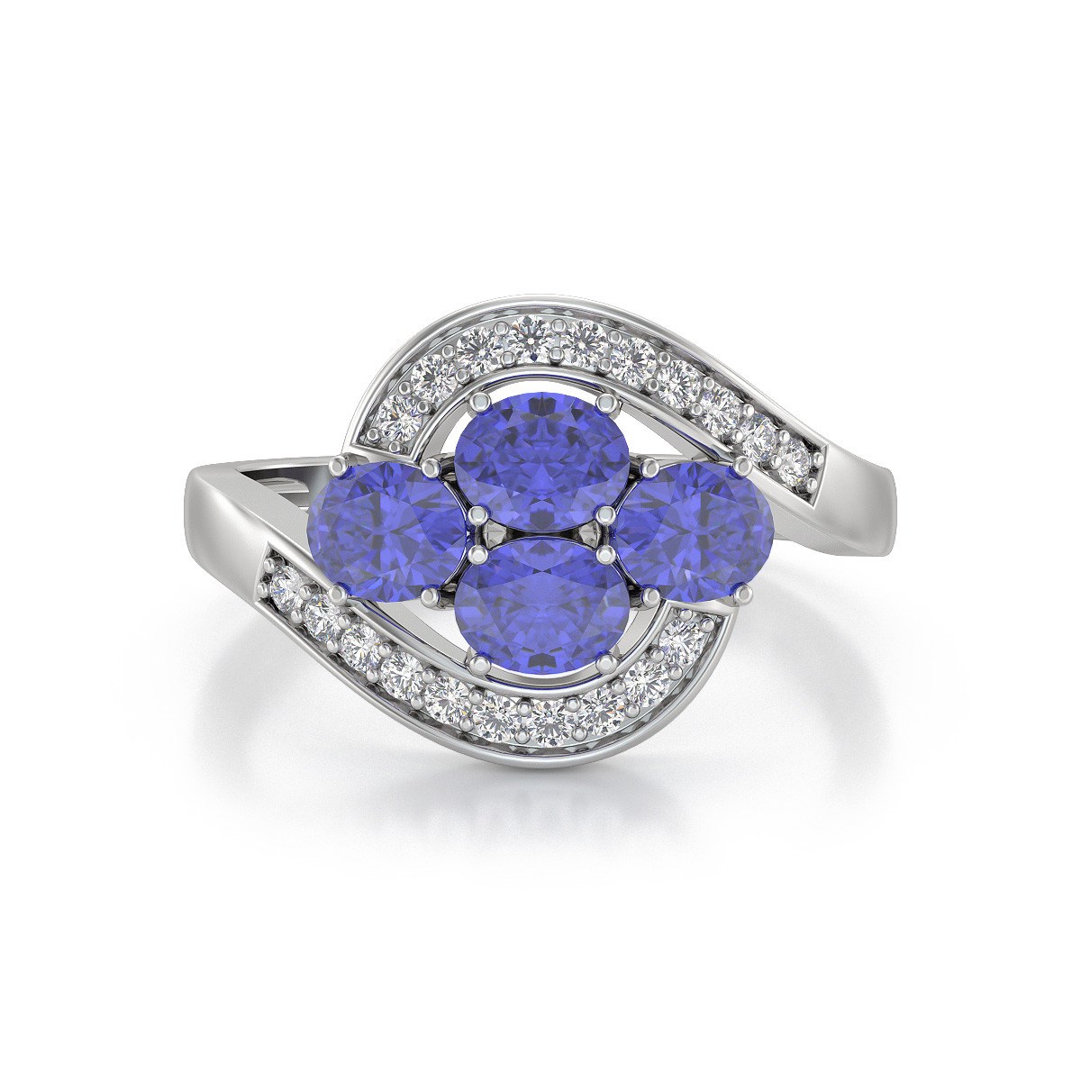 Bague ADEN Or 585 Blanc Tanzanite et diamants 2.91grs - vue 3