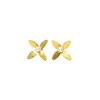 Boucles d'oreilles à clou en plaqué or faites à la main en forme de fleur avec perle - Bijou de créateur - vue V1