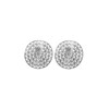Boucles d'oreilles à clou en plaqué argent faites à la main en forme de cercle avec arabesque géométrique - Bijou de créateur - vue V1