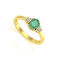 Bague ADEN Or 585 Jaune Emeraude et diamants 1.99grs