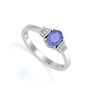 Bague ADEN Or 585 Blanc Tanzanite et diamants 1.99grs