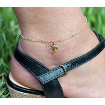 Ankle chain dolphin marine animal Gold plated 750 3 microns