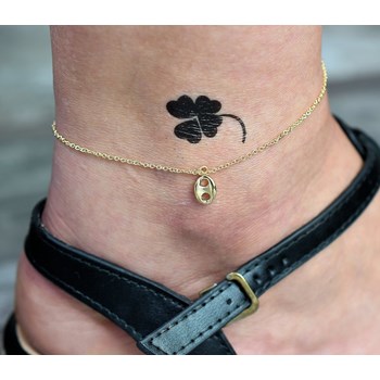 Verguld 750 3 micron koffieboon enkelbandje hanger